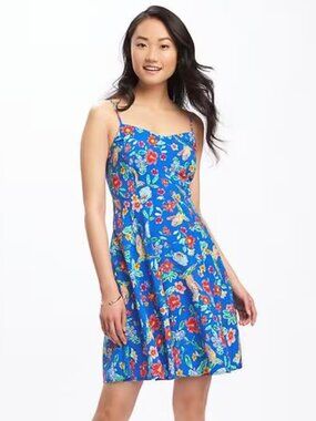 EUC Old Navy Blue Floral Tropical Cami Sundress